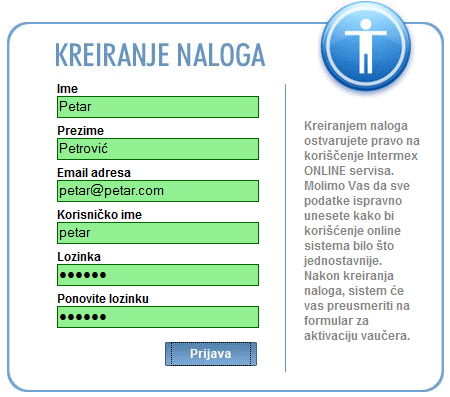 Propisi online - kreiranje naloga